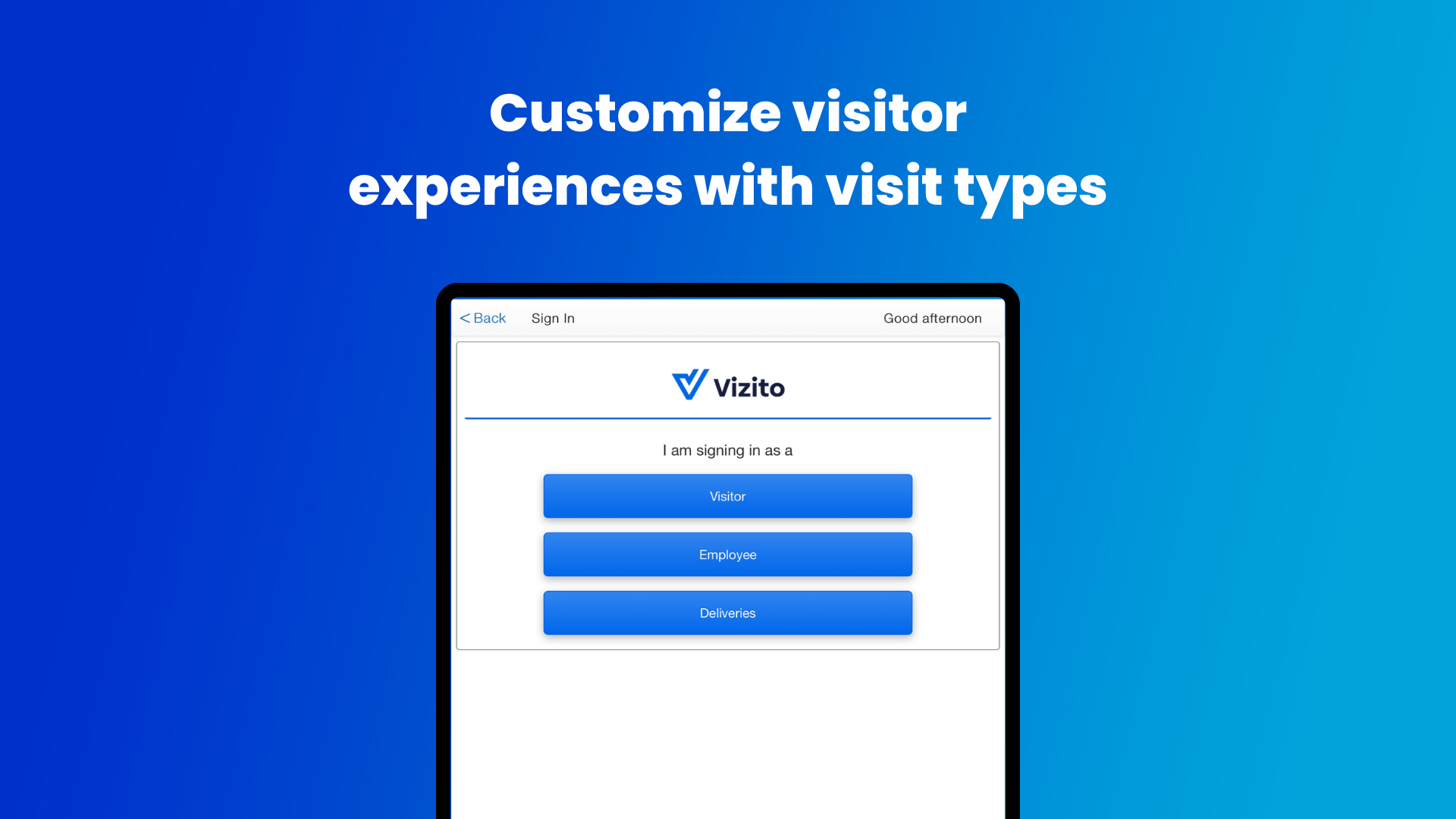 screenshot of Vizito Visitor Management System